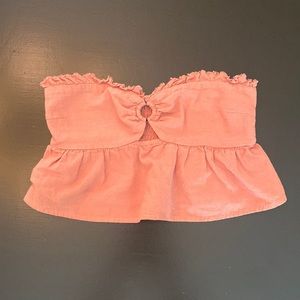 Me to We Strapless O-ring Ruffle Crop Top